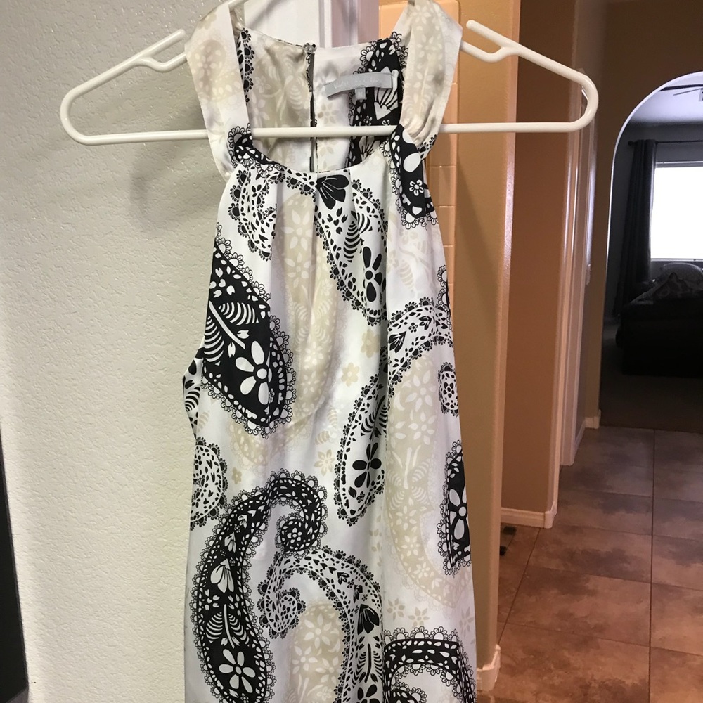 Silky white and black halter top